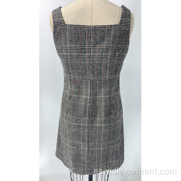 Vestido sin mangas a cuadros vintage para mujer